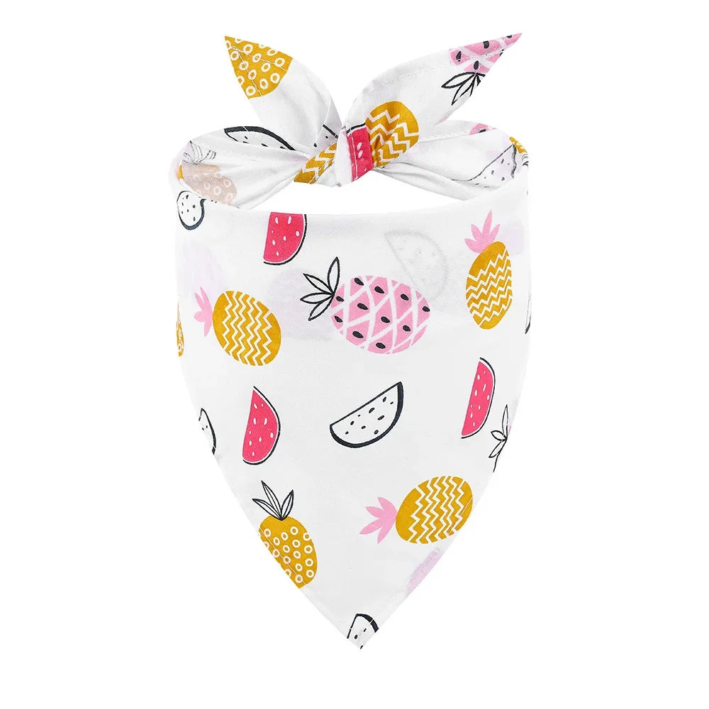 Adjustable Fruit Floral Dog Bandana Soft Washable Scarf