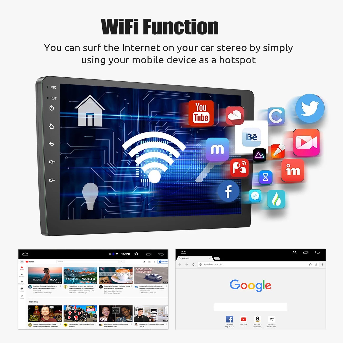 ESSGOO 7"/9"/10“ 2 DIN Android 14 4+64G Car Stereo Carplay Android Auto GPS Navi Bluetooth FM RDS Radio WIFI Touchscreen ChatGPT