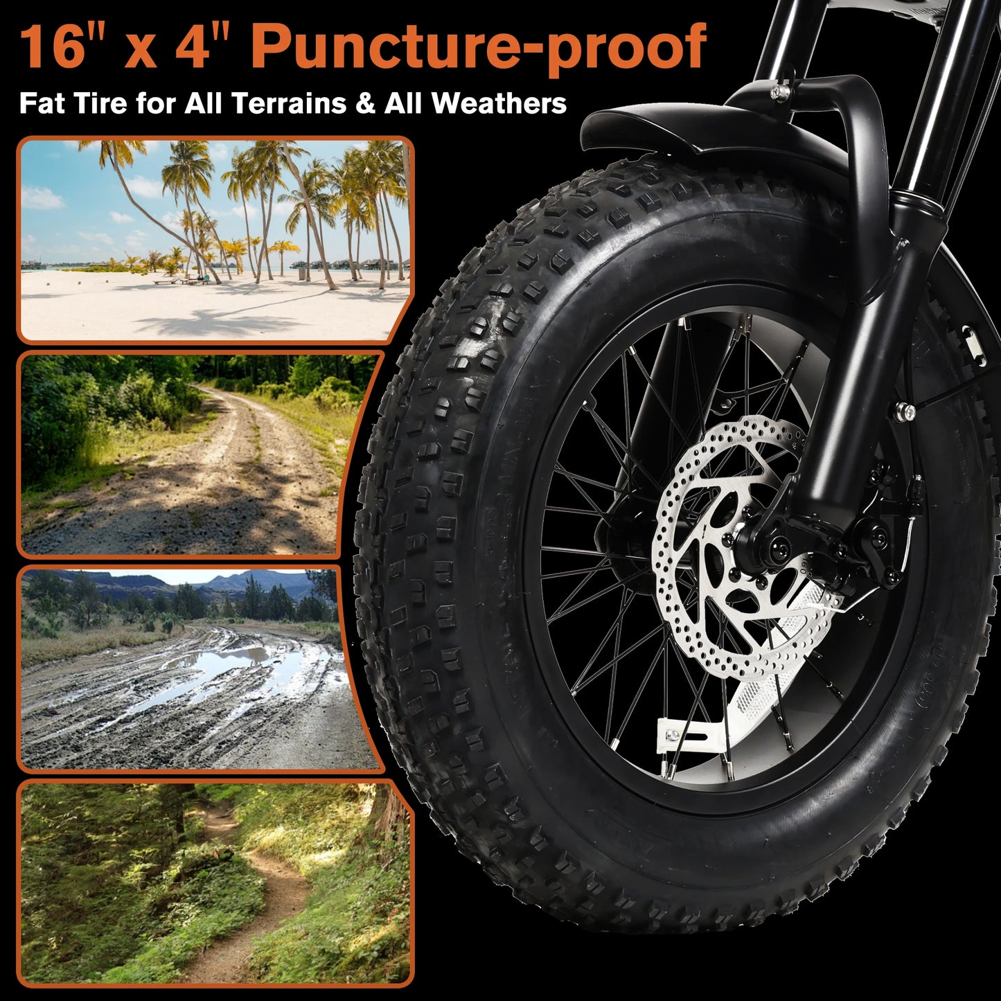 Bodywel M16 Fat Tire Electric Bike 16" x 4.0 Off-Road E-Bike 40 Mile Range Removable Battery Electric Bicycle