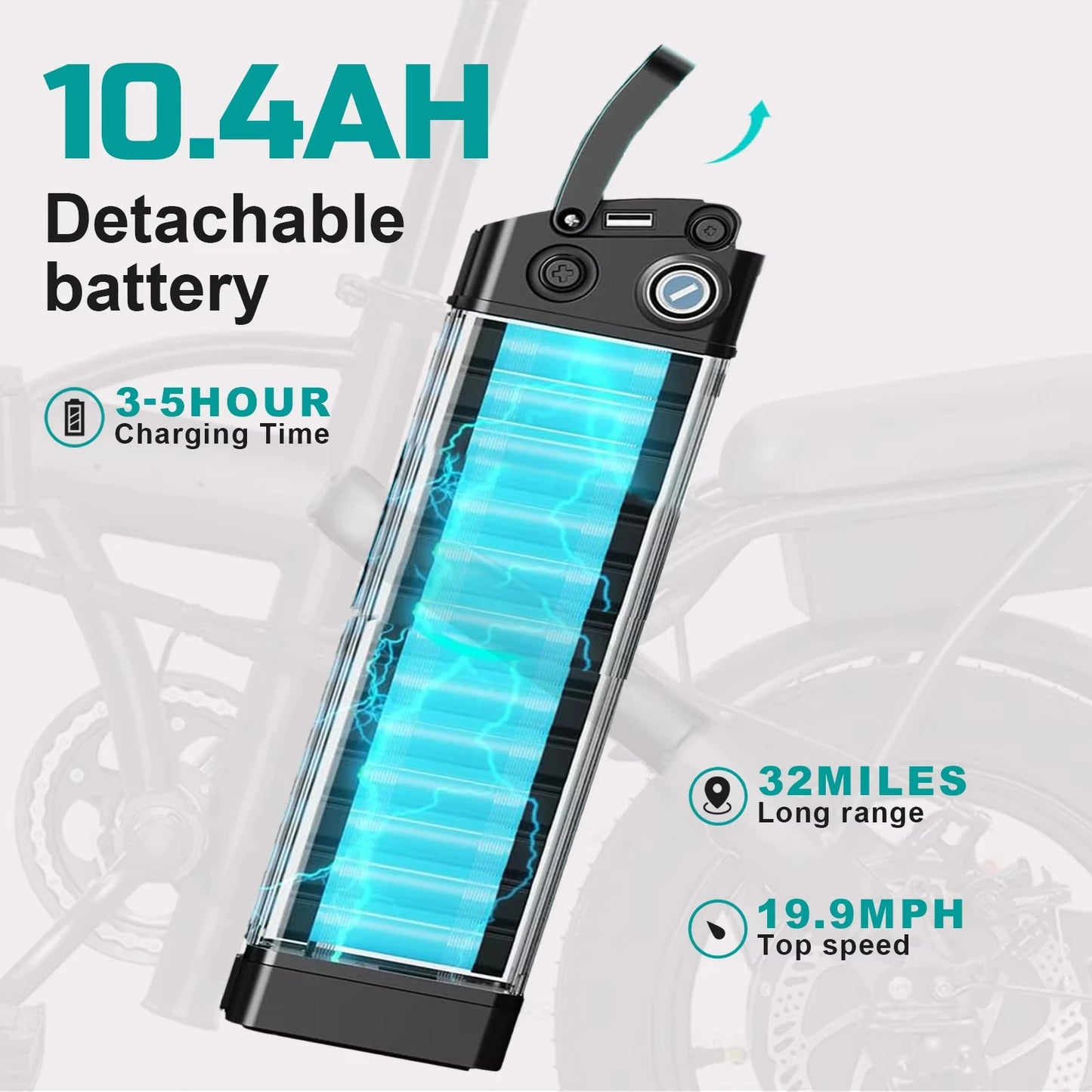 Adult and Adolescent Electric Bicycles, 20MPH, 560W Motor, 48V Detachable Battery, 14 inch Folding Electric Bicycle, Up to 25-32 Miles Long, Commuter Electric Bike
