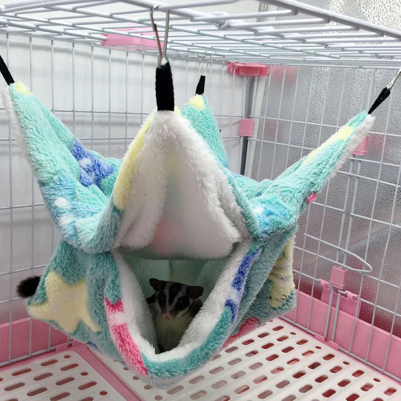 Double Layered Hamster Cage Sleeping Hammock Print Guinea Pig Clothes Bed Rodent Hammock Chinchilla Cage Little House