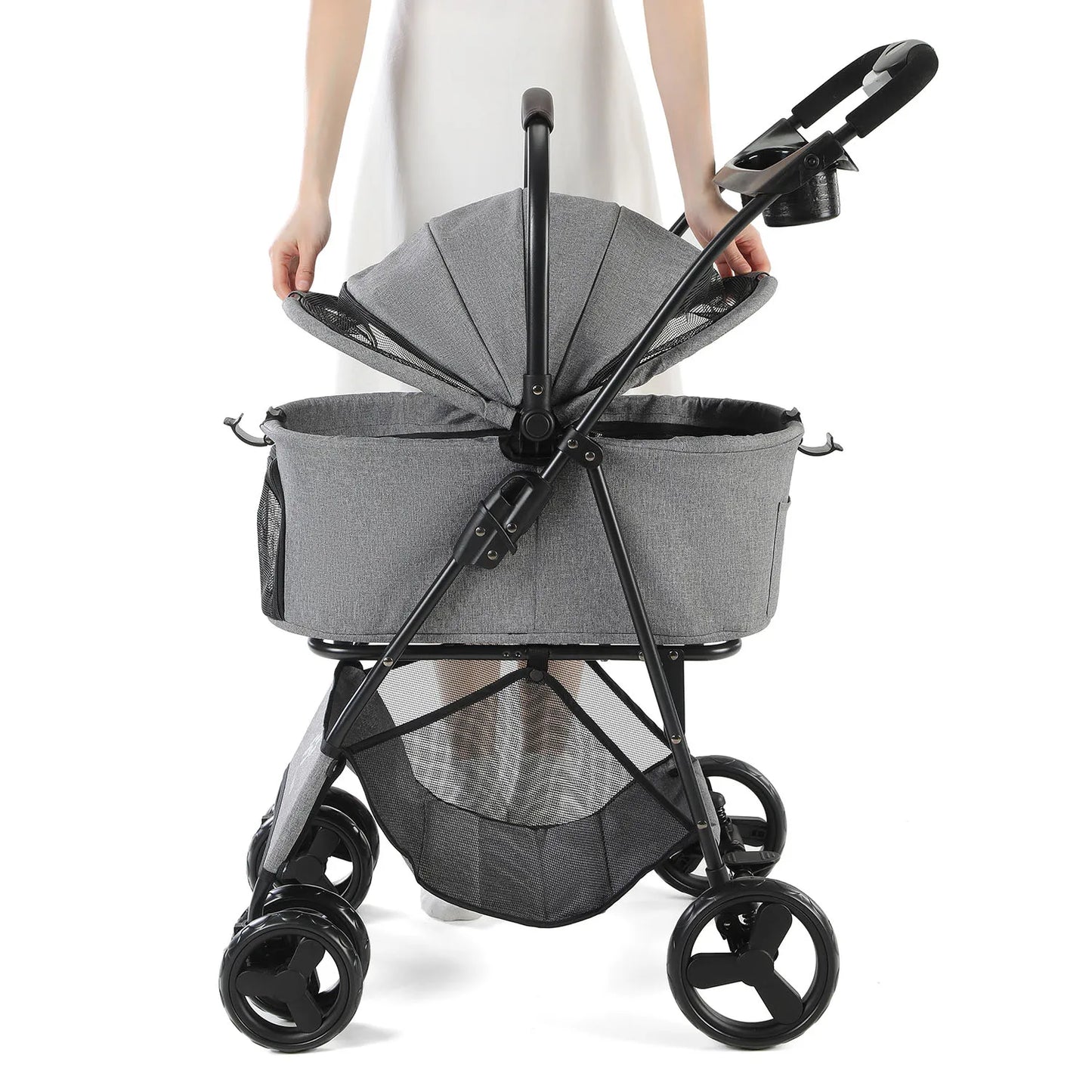 3 in 1 Pet Stroller with Removable Carrier, Folding Stroller for Small/Medium Dogs and Cats, Waterproof, All-Terrain, with Sun S