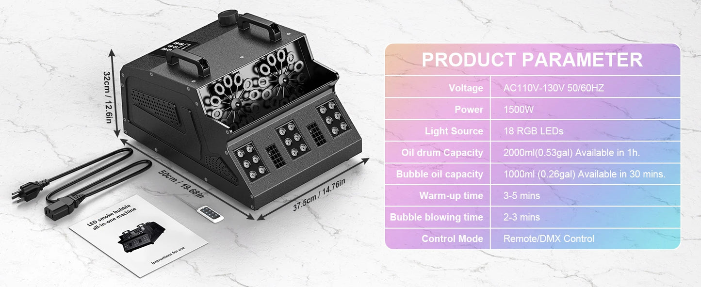 U'King 1500W LED Smoke Bubble Fog Machine For Stage Events