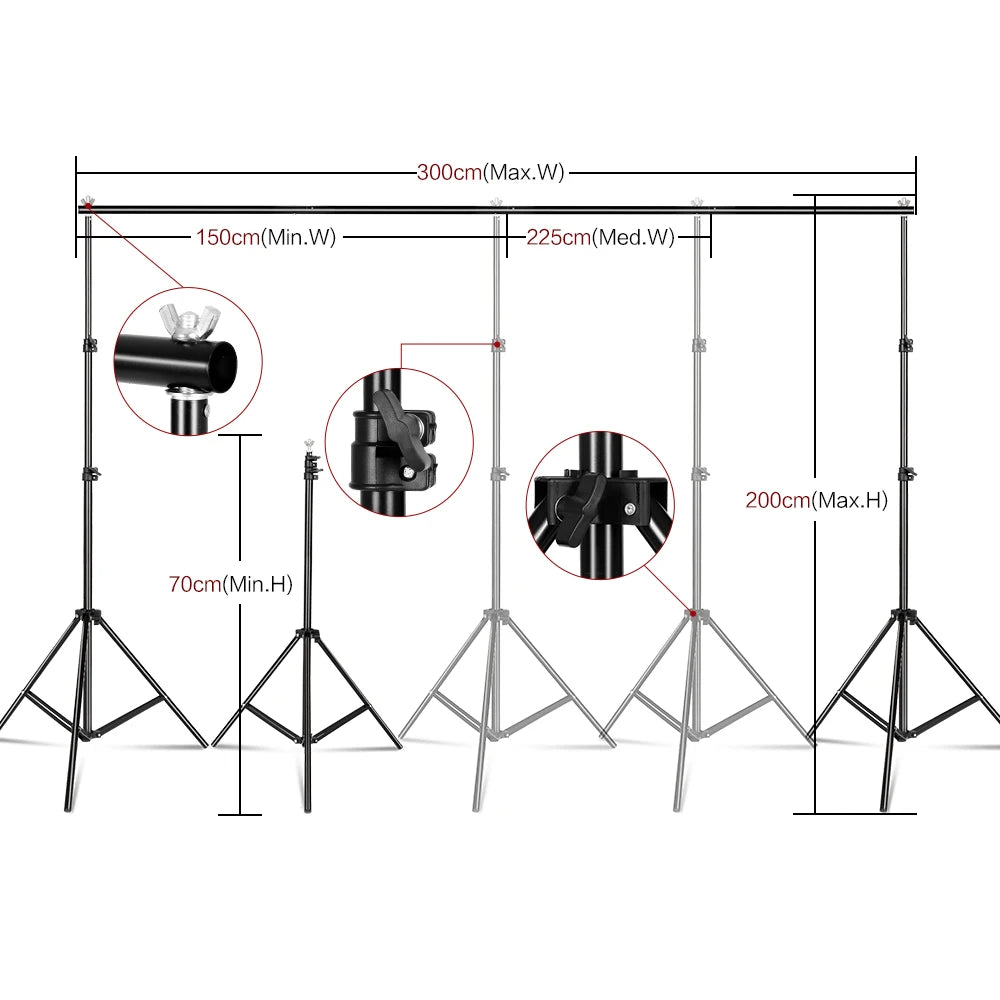 SH Photography Background Backdrop Stand Support Picture Canvas Frame System Kit With Carry Case For Muslin Photo Video Studio