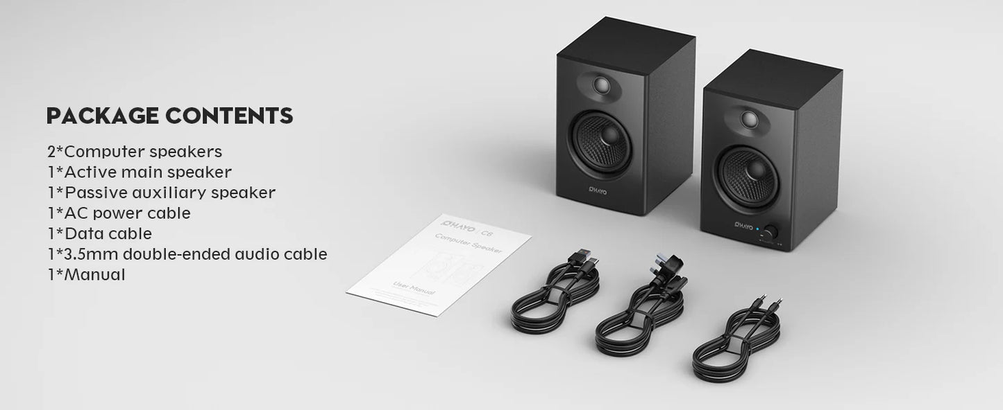 Ohayo Bluetooth 5.3 60W Wireless Bookshelf Speakers For Home PC