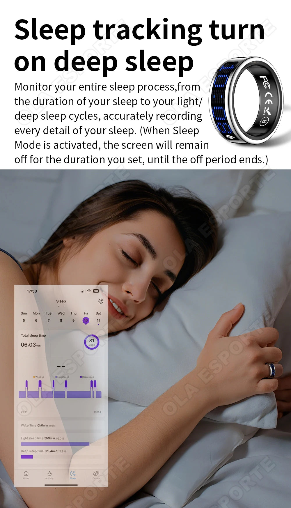 Ola Esporte Smart Ring With LED Display And Health Monitoring