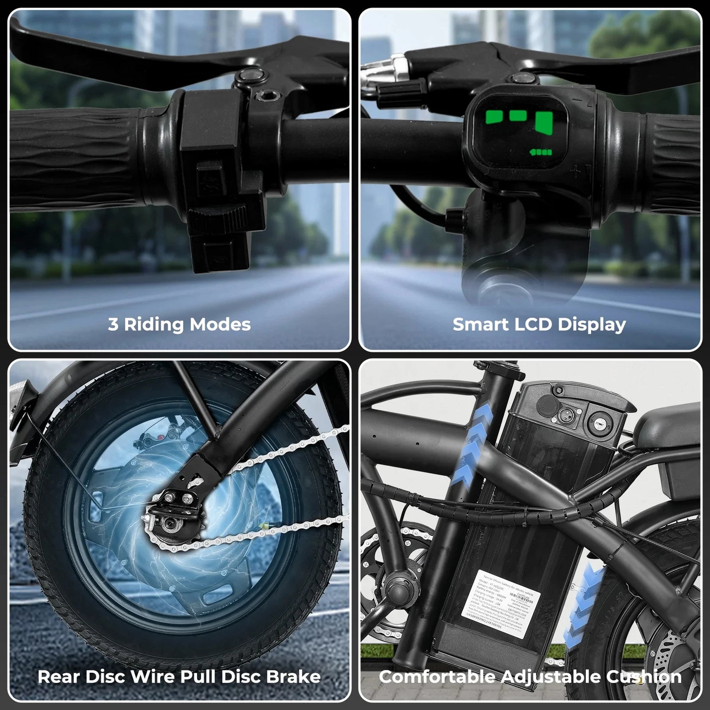 Adult and Adolescent Electric Bicycles, 20MPH, 560W Motor, 48V Detachable Battery, 14 inch Folding Electric Bicycle, Up to 25-32 Miles Long, Commuter Electric Bike