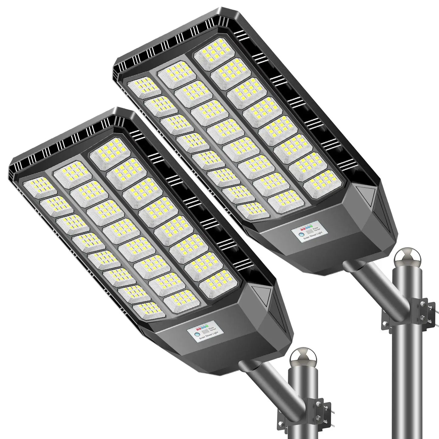 Solar Street Light Outdoor Motion Sensor Dusk to Dawn LED Security Flood Light Remote Control IP66 Waterproof for Parking Lot Garage Yard