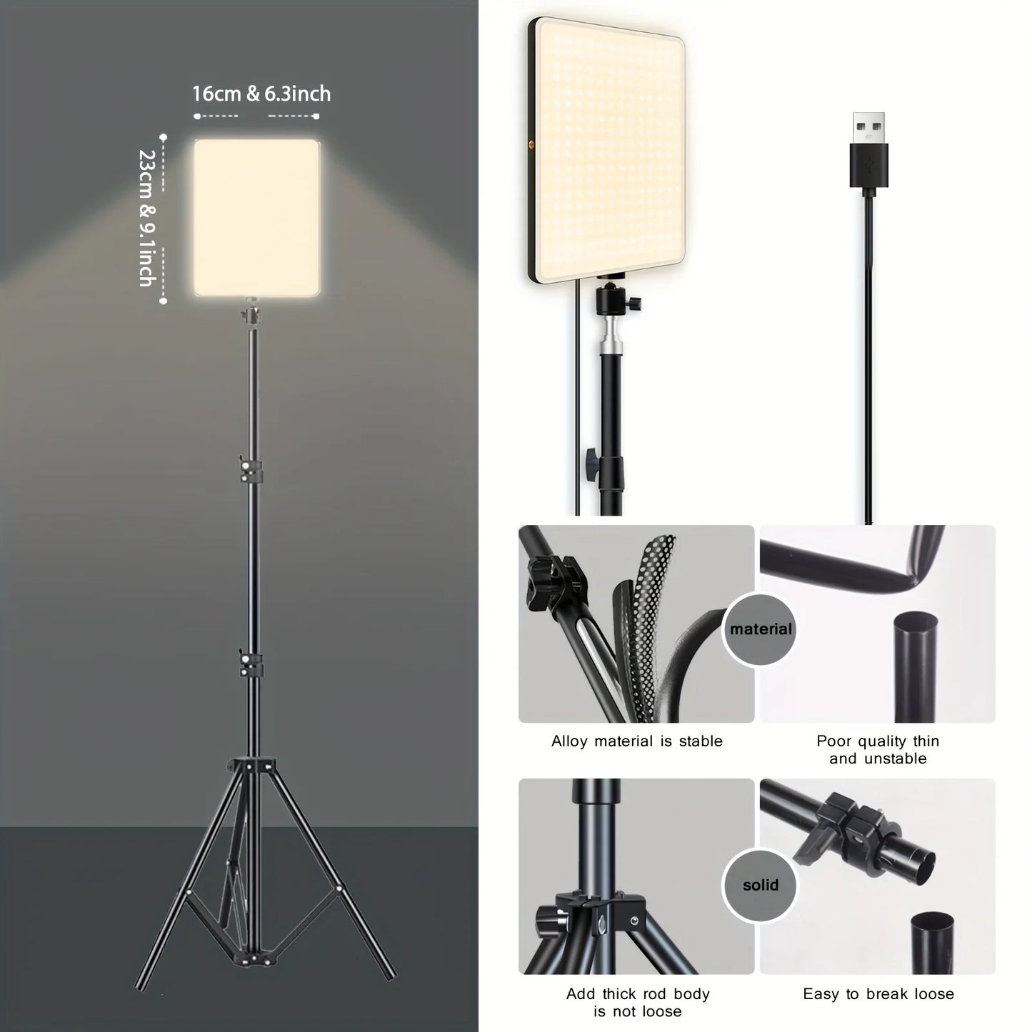11in LED Video Fill Lamp Light Vloging Photo Studio LED Panel  With  Triopd Stand For Live Stream Makeup Meeting Group
