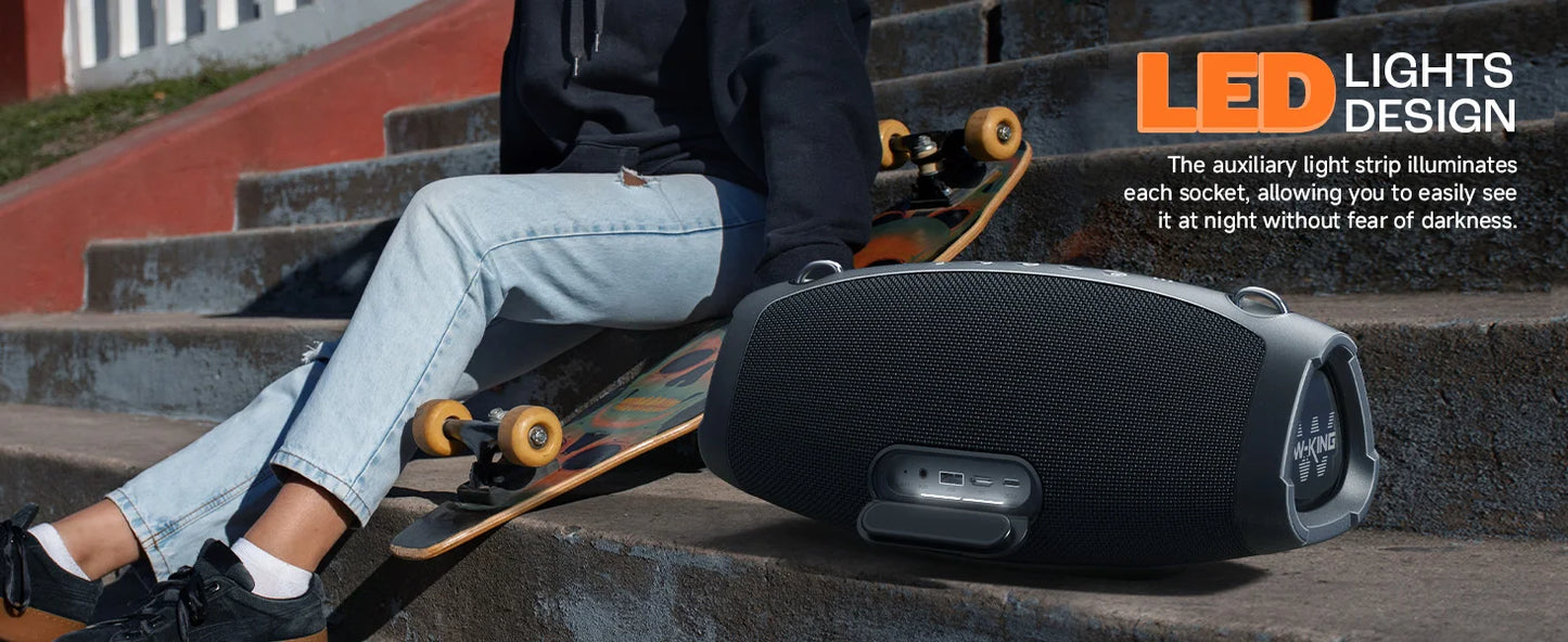 W-KING X10 Bluetooth Speaker, 120W Max Portable Loud Speakers Wireless Bluetooth Boombox, 70W IPX6 Waterproof Outdoor Party Large Big Speaker, Triple Passive Radiator/Subwoofers*2-Deep Bass/42H/TF/AUX/EQ