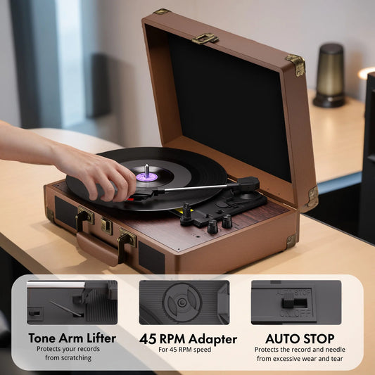 Maio 3 Speed Record Player Built In Stereo Headphone Jack