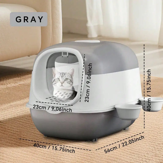 Cats Litter Box, Enclosed Cats Litter Box With Lid And Scoop, Large Size Anti-Splashing Easy To-Clean, Front Entry And Exit, Boxes From Kitten To Adult