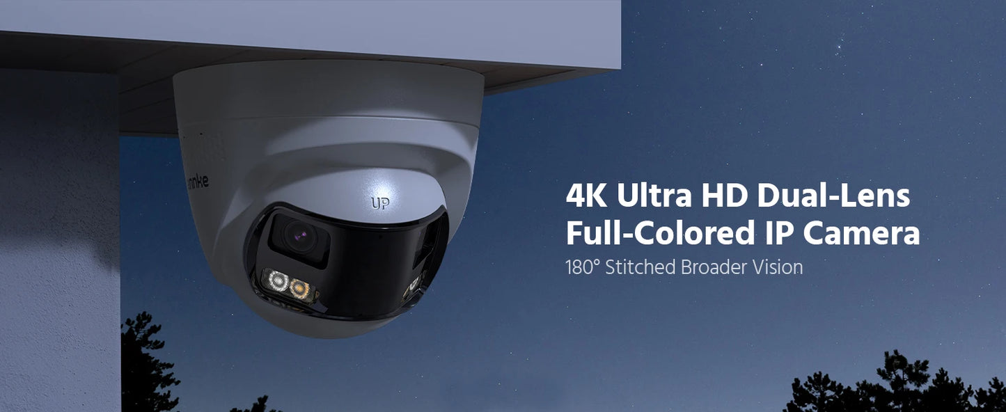 ANNKE Smart Home 180° 8MP/6MP DUO POE Dual Lens Wide View Outdoor Video POE Camera,4K AI Human Detect,8MP Security CCTV Camera