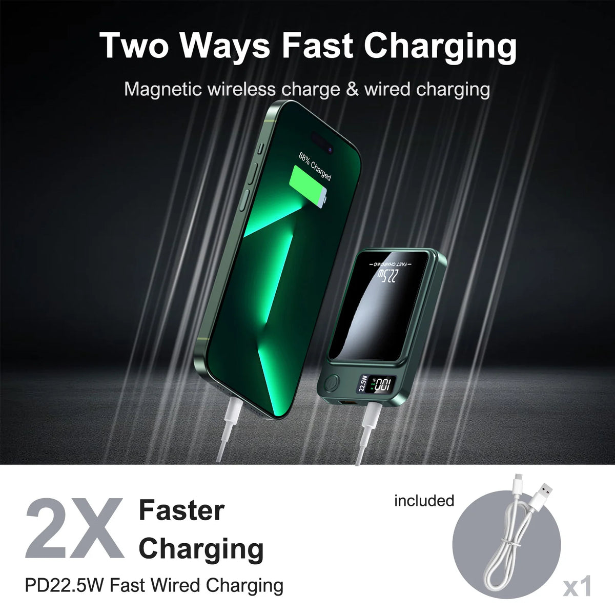 Magnetic Wireless Power Bank With Fast Charging And LED Display