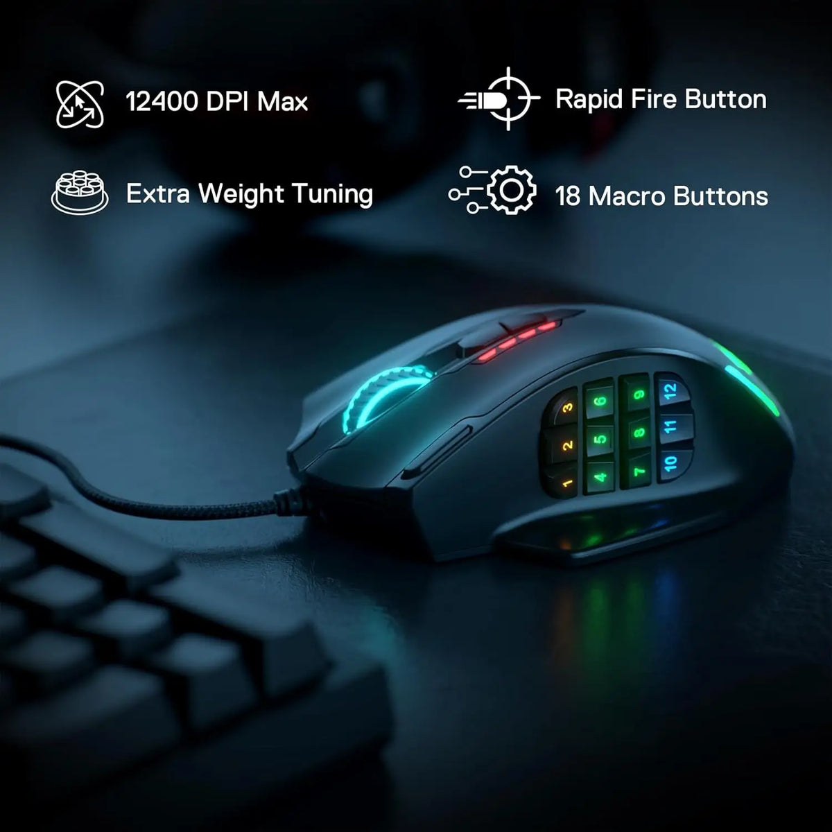 Redragon RGB Wired Gaming Mouse With 17 Programmable Buttons