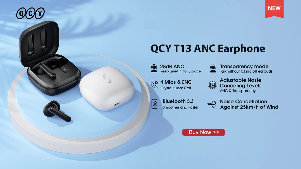 QCY T13 ANC Wireless Earphones Bluetooth Active Noise Cancelling Headphones