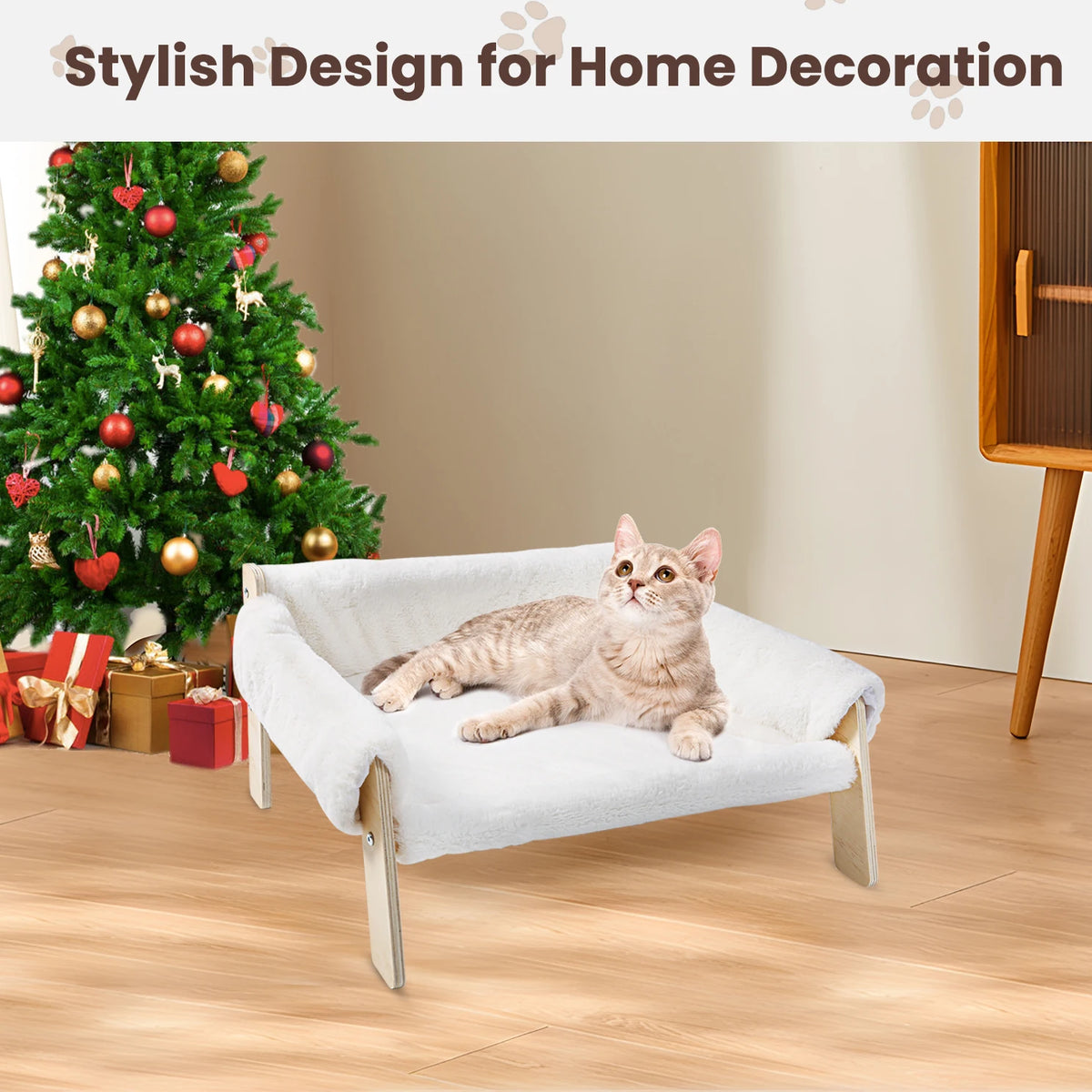 Comfortable Plush Wooden Leg Cat Sofa Bed Indoor Pets