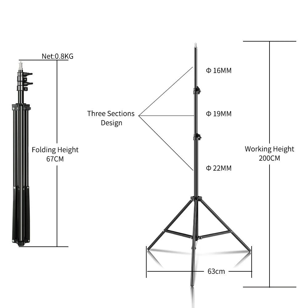 Bowens Video Studio Kit 90/135W 220V Photography Light Dimmable Kit LED Lamp 2m Tripod Flash Studio Lighting 3000-6000K 3 Color