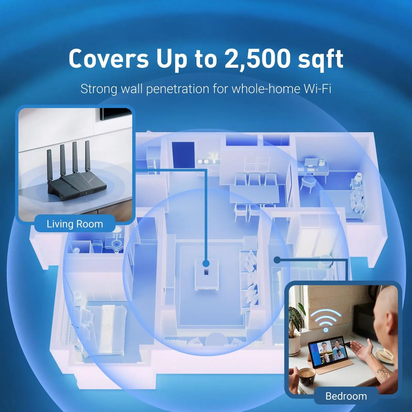 GL.iNet Flint 3e GL-BE6500 WiFi 7 Router VPN for Wireless Internet Dual-band High-Speed Home Router Wi-Fi 7 , 5 x 2.5G Ethernet Port USB3.0 Qualcomm Quad-core 1.5 GHz, Supports ADGuard Home,OpenVPN,WireGuard,OpenWrt