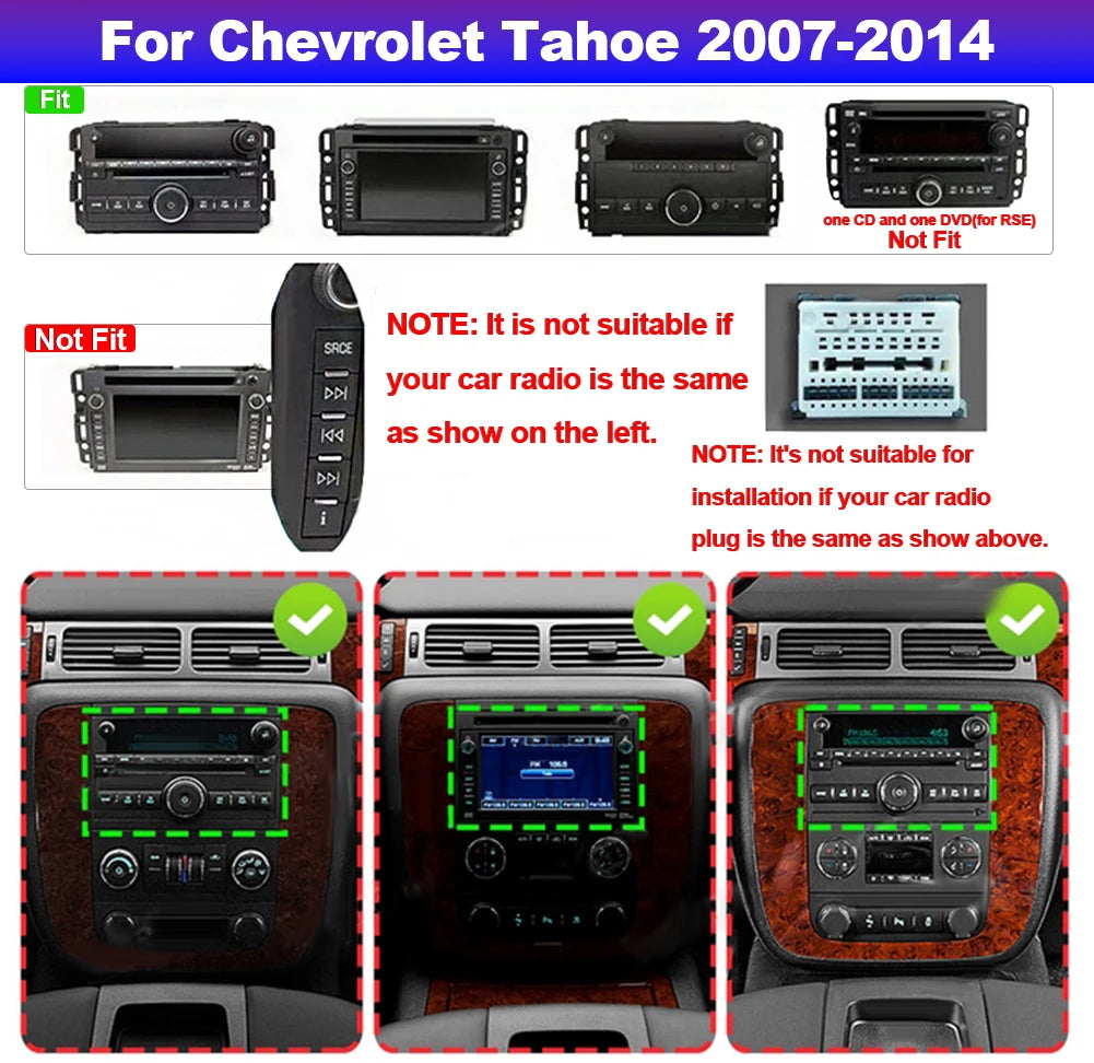 7inch Android 13 Car Touch Stereo Radio 2+32G GPS Navigation Head For Chevy Silverado Suburban Equinox Traverse Colorado GMC Sierra Terrain 2007-2018 Support Wireless Carplay Bluetooth FM WiFi Mirror Link Split Steering Wheel
