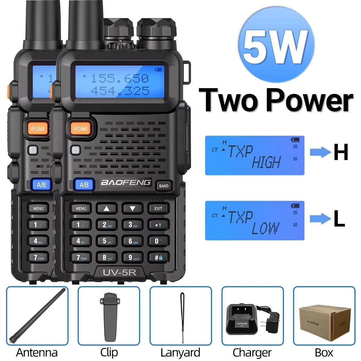 Baofeng UV-5R Dual Band VHF UHF Portable Two-Way Radio Transceiver