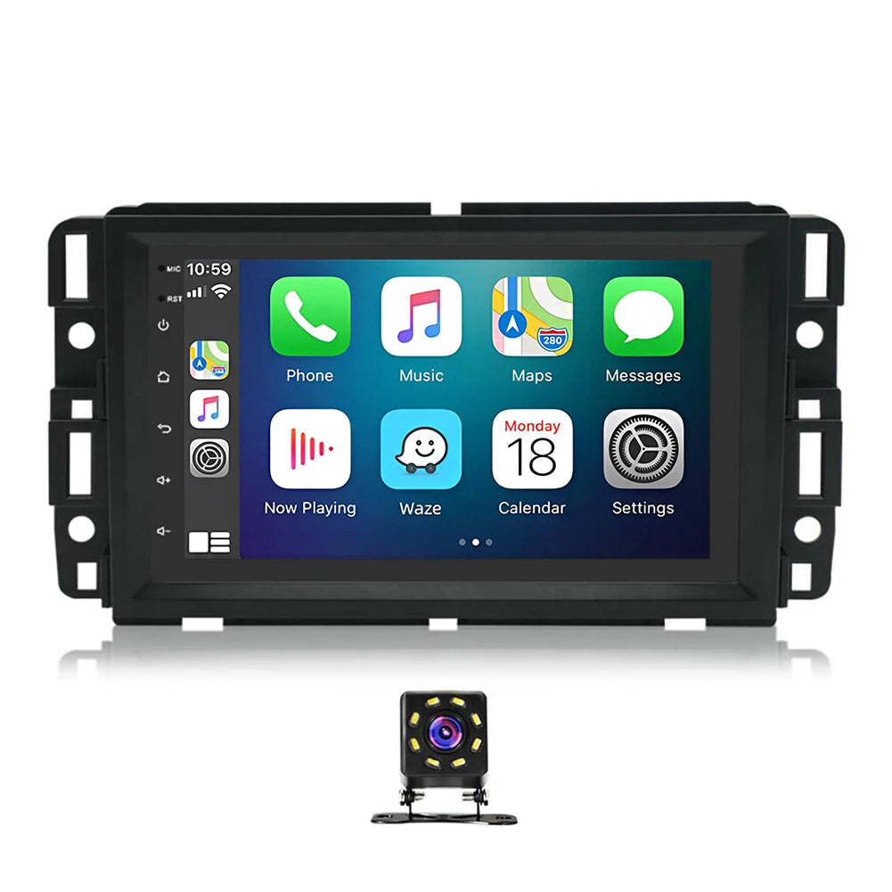 7inch Android 13 Car Touch Stereo Radio 2+32G GPS Navigation Head For Chevy Silverado Suburban Equinox Traverse Colorado GMC Sierra Terrain 2007-2018 Support Wireless Carplay Bluetooth FM WiFi Mirror Link Split Steering Wheel