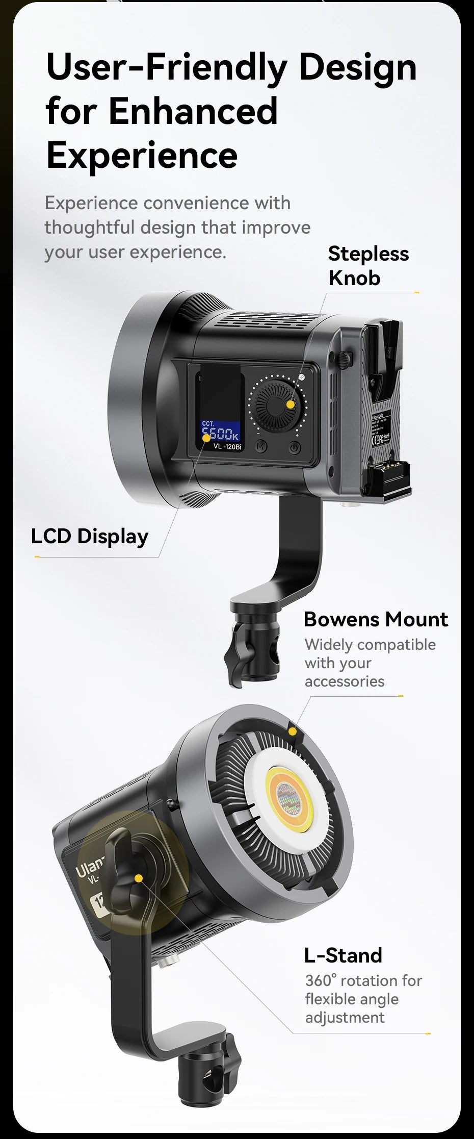 Ulanzi VL120BI Wireless Pro COB Video Light For Studios