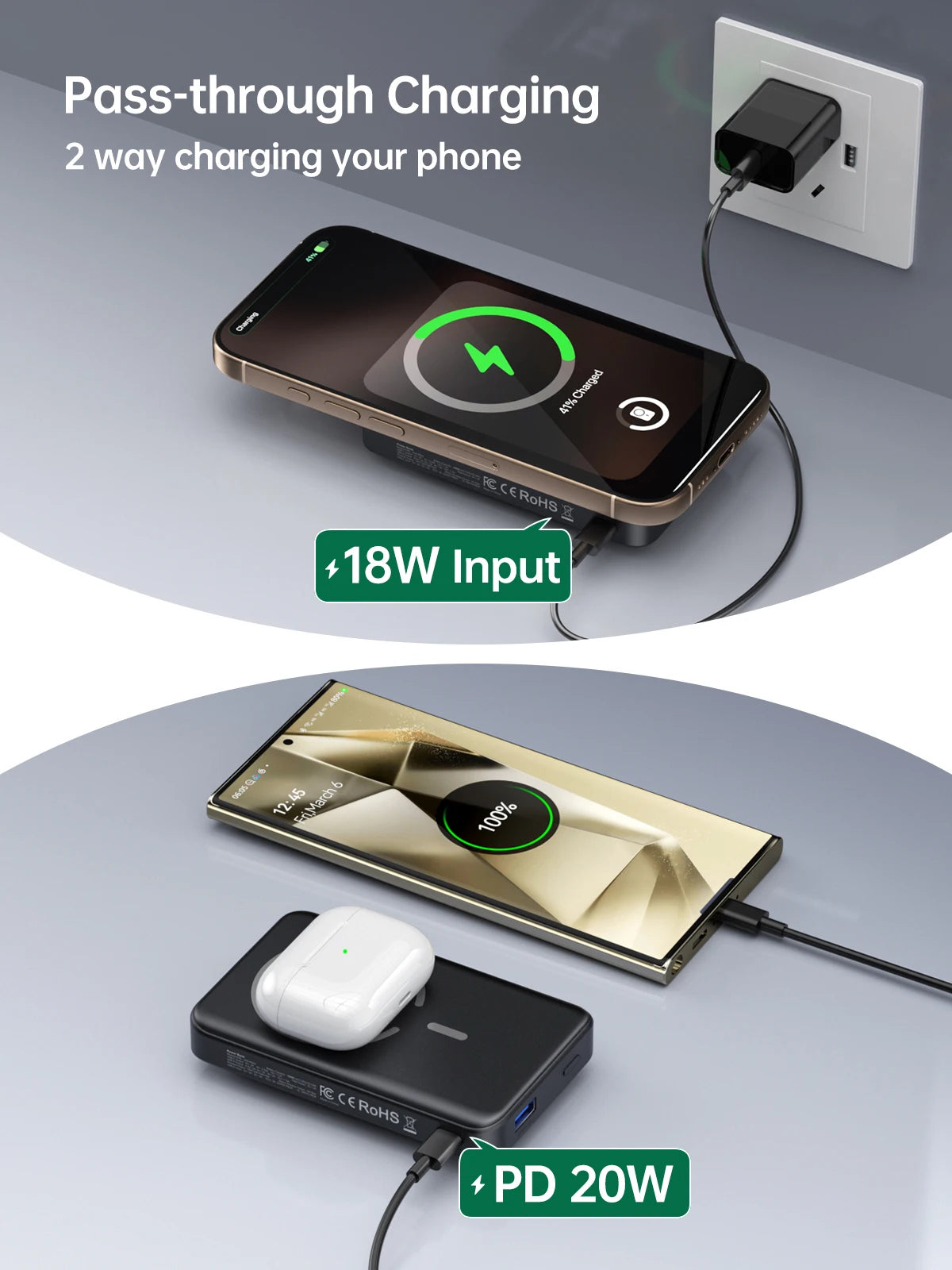 NEWDERY MagSafe Portable Charger for iPhone and Apple Watch