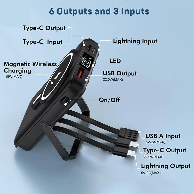 Magnetic Wireless Power Bank With Fast Charging And Stand