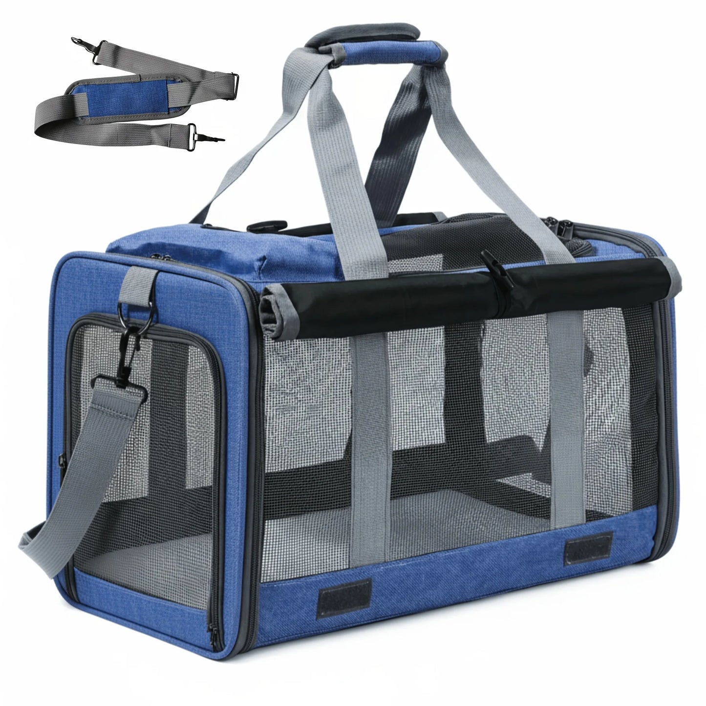 Airline Approved Soft Sided Pet Carrier Bag Collapsible Breathable Mesh Travel Crate for Medium Cats Small Dogs with Free Leash and Collar Set Oxford Cloth Portable Transport Handbag