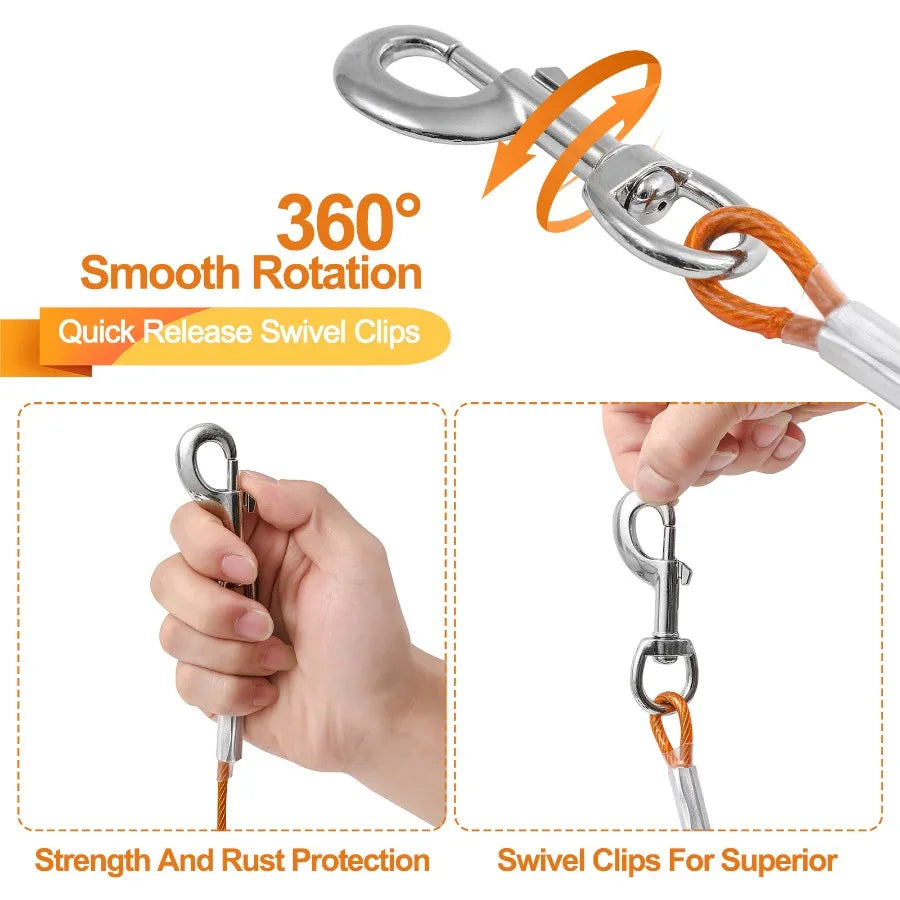 Extension steel wire rope dog chain thickening anti-biting dirty resistant pet traction rope outdoor dog rope dog rope lengthen