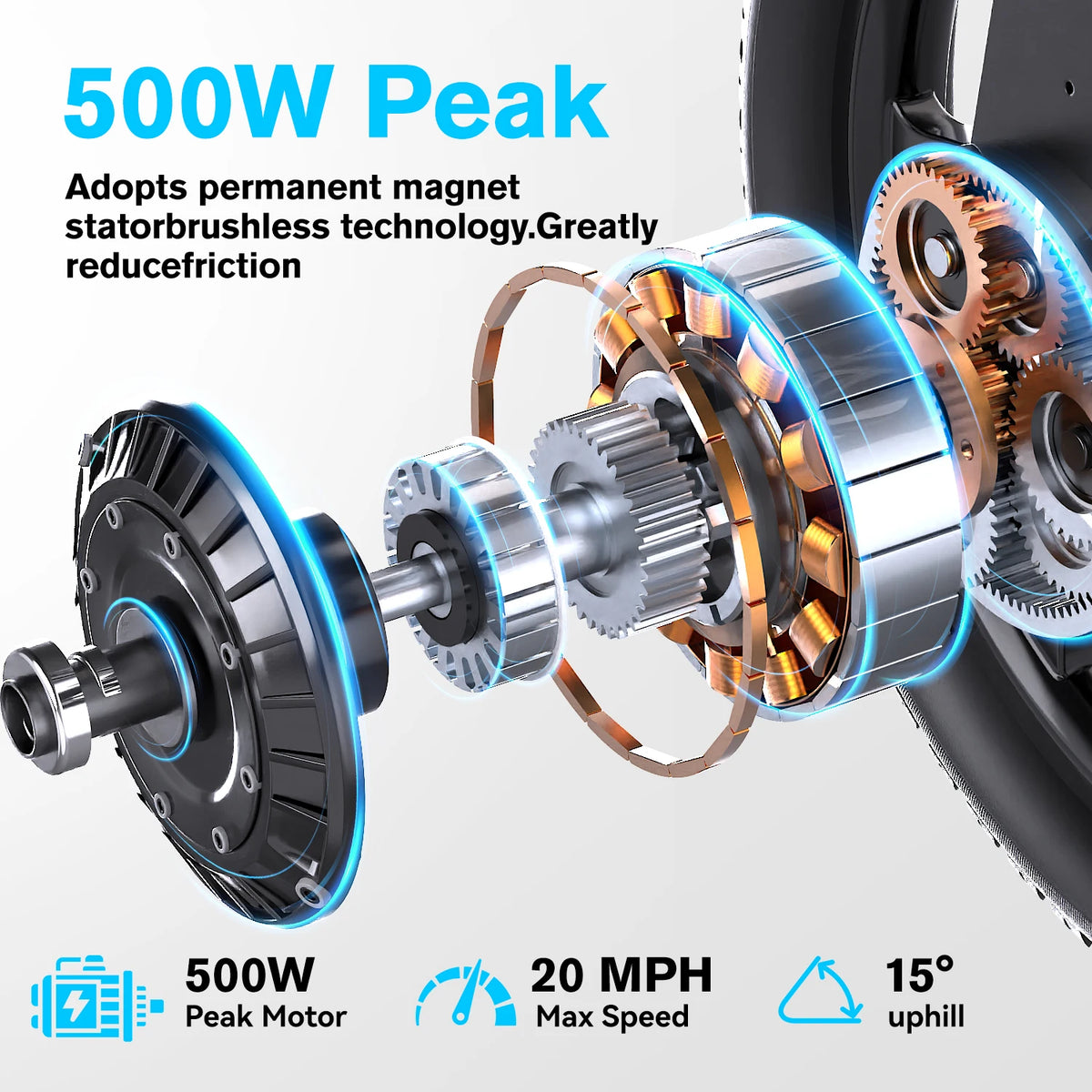 Cybervelo 500W Peak Motor City Ebike, 36V Foldable Ultra Light Weight Commuter for Adult, 20MPH 15Ah Internal Battery EK13