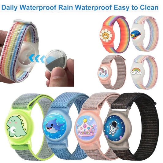 Waterproof Airtag Bracelet for Kids Soft Nylon Hidden Air Tag Wristband Full Cover Lightweight  Band for Toddler Child