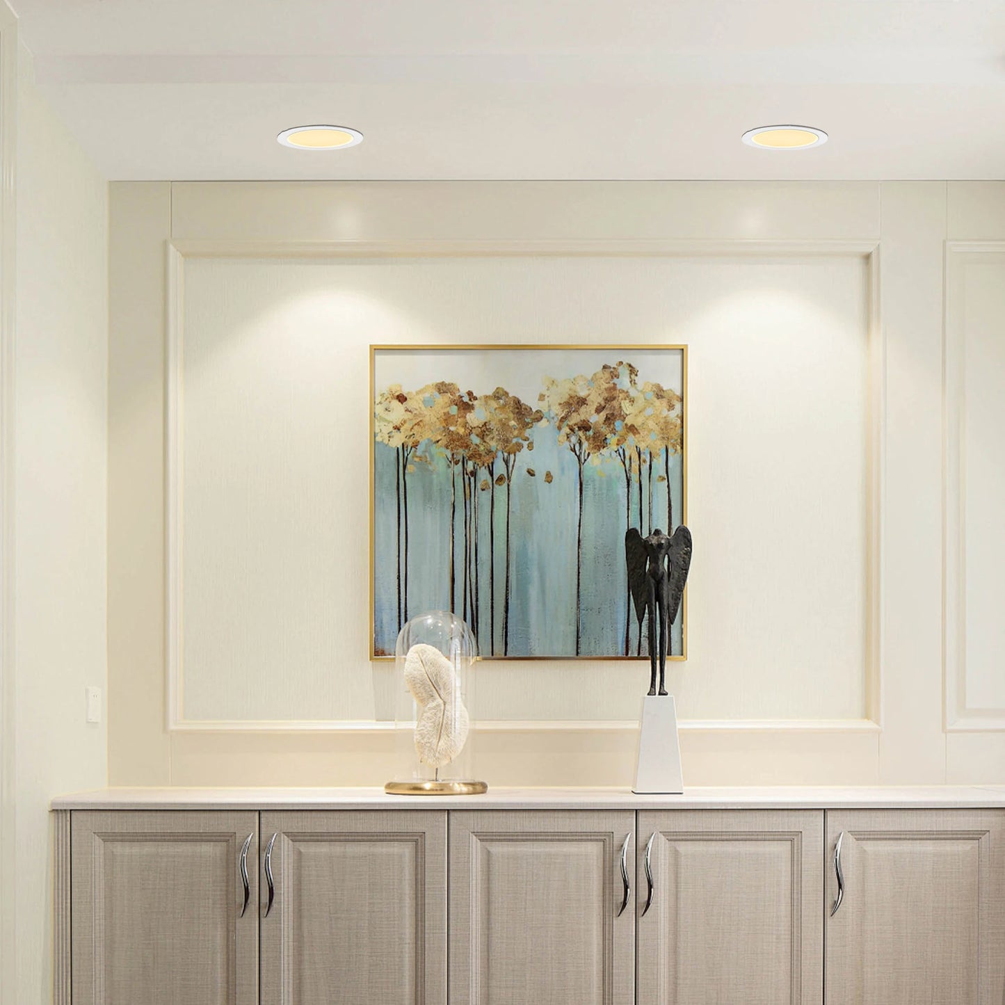 12-Piece Set of Shell-Less Led Ceiling Lights, Dimmable Recessed Downlights with Junction Box, 3000K-5000K Adjustable Color Temperature White Light