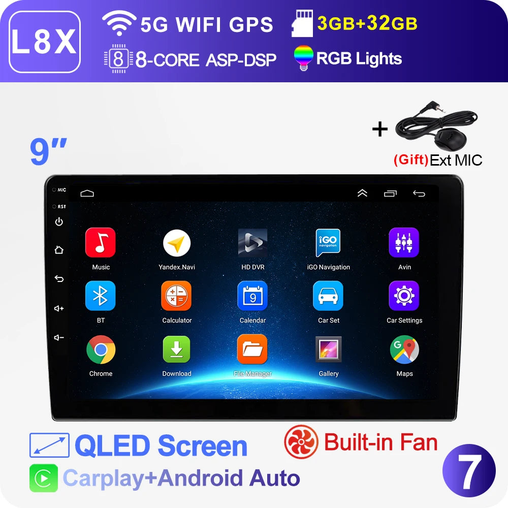 LEHX L3X 5G WIFI 2din 9 inch Android 15 Car Radio Steeo CarPlay gps for Toyota VW Hyundai Kia Honda LADA FIAT Autoradio Headunit