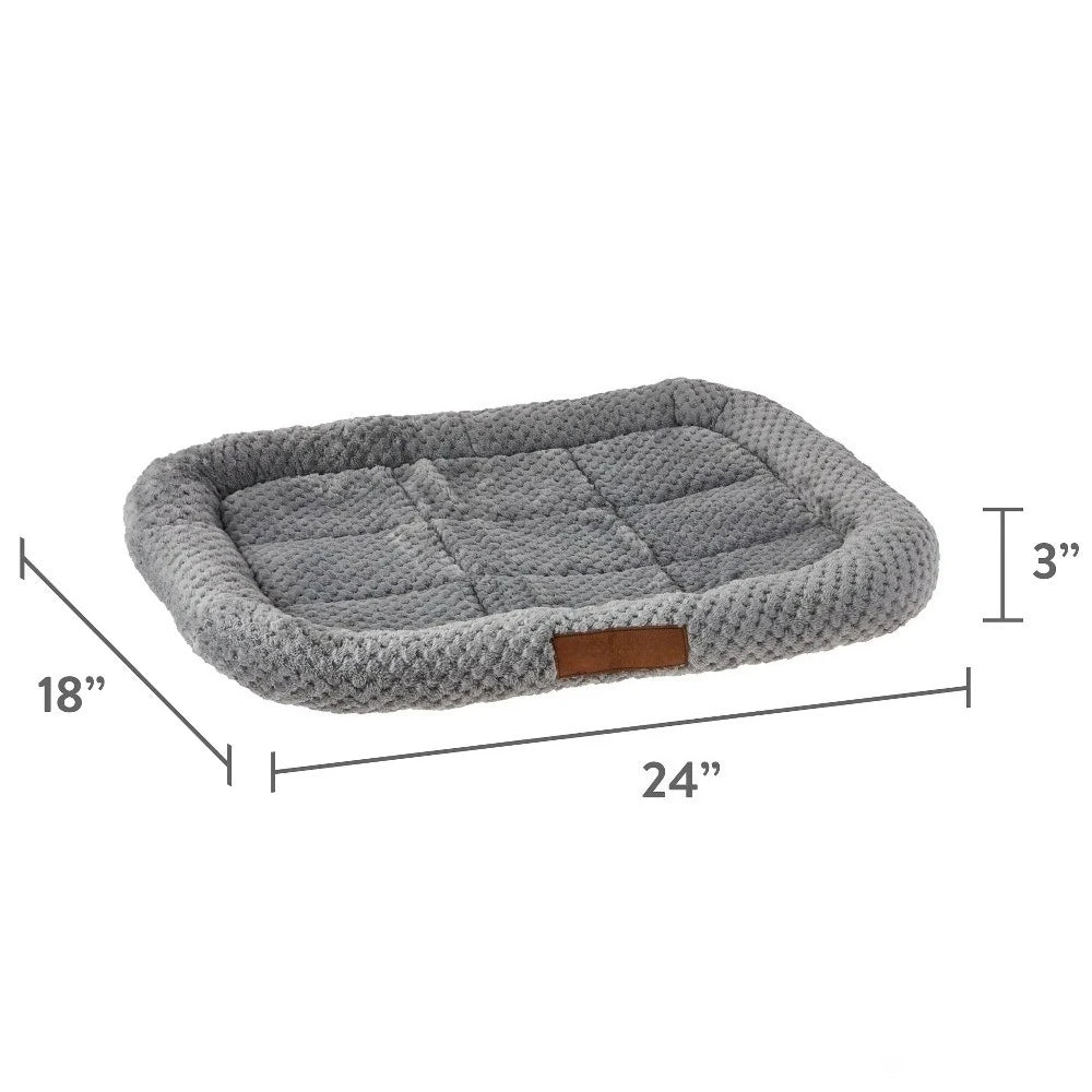 Small Soft Cozy Dog Crate Mat, Gray Washable Anti Slip Pet Bed Pad 24 in X 18 in, Thick Cushioned Comfort Kennel Liner for Puppy Small Dogs Cats, Portable Indoor Crate Insert Pad for Sleeping Napping and Daily Rest Use At Hom