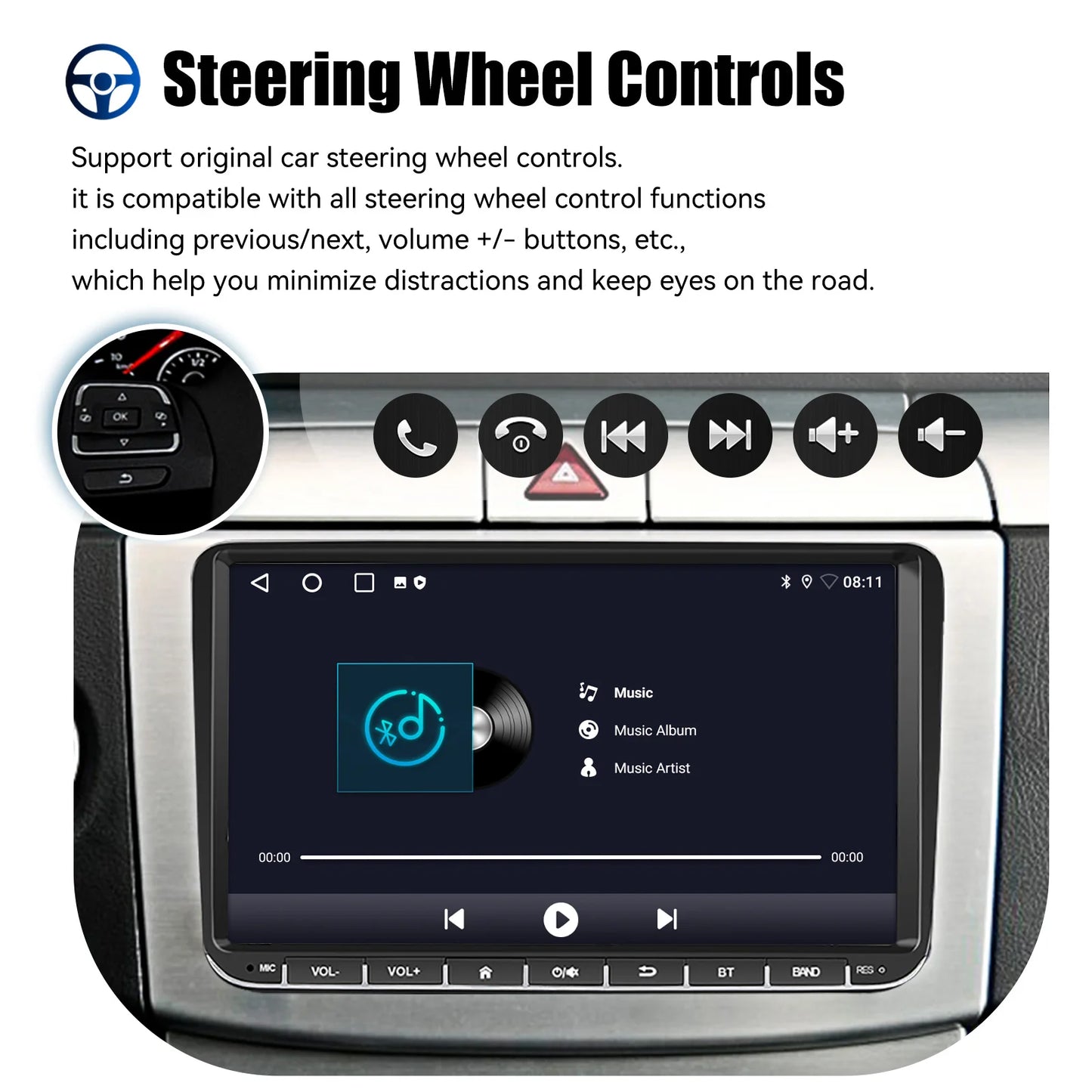 9" Android 15 6G+128G Wireless Carplay Car Stereo GPS NAVI WIFI RDS FM BT EQ for VW Golf 5 6 Passat Polo Touran Tiguan Caddy EOS