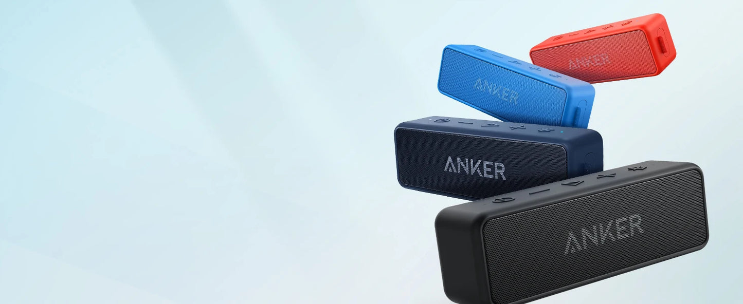 Anker Soundcore 2 Portable Bluetooth Speaker with Stereo Sound, Bluetooth 5, IPX7 Waterproof, 24-Hour Playtime (Refurbished)