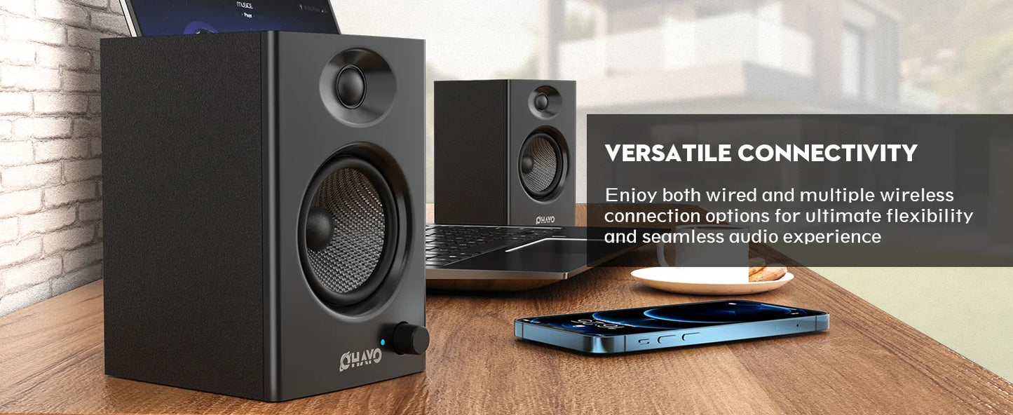 Ohayo Bluetooth 5.3 60W Wireless Bookshelf Speakers For Home PC