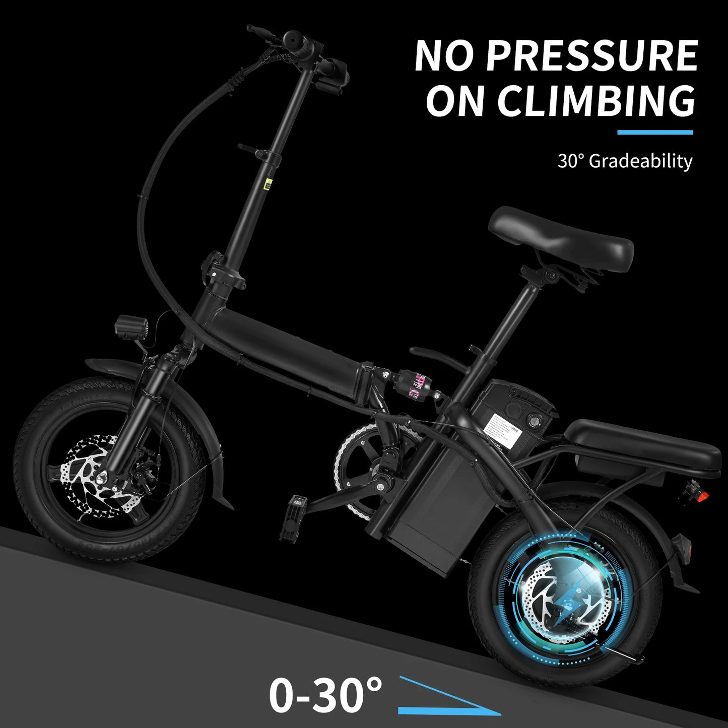 1Year Warranty 500W Adult Electric Bike 20MPH 48V10.4Ah with Dual Disc Brake 14 Inches Folding Electric Bike 22 Mile Range