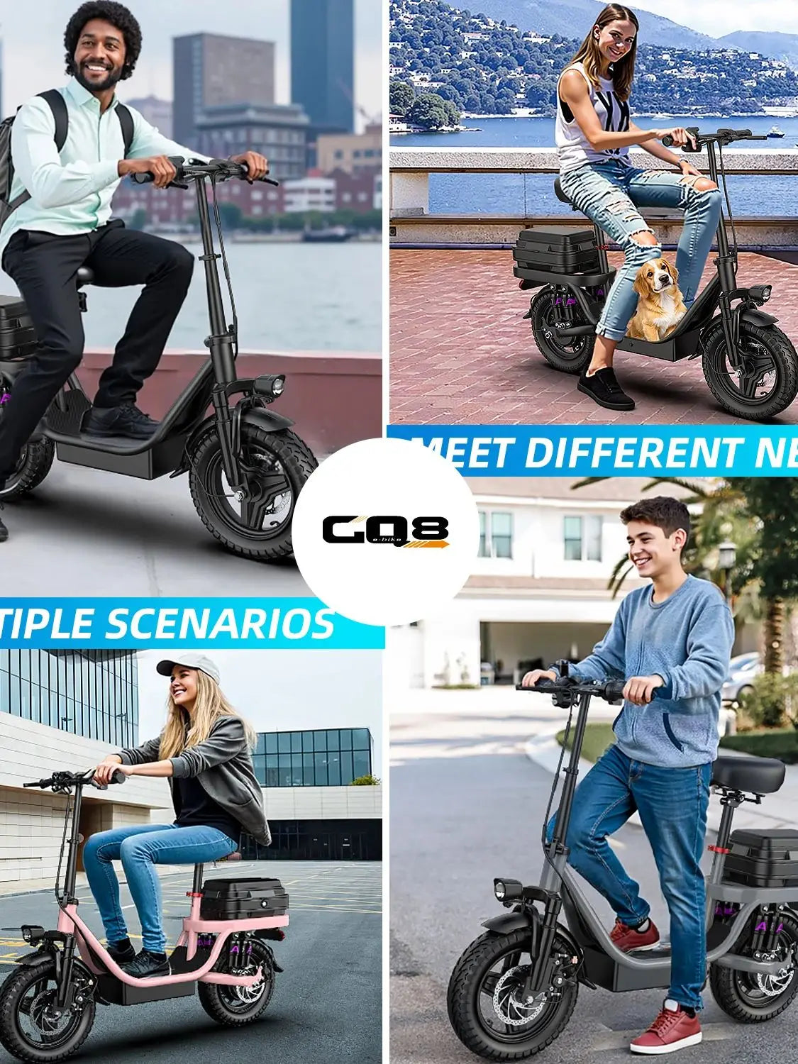 UPlee GQ8 Electric Bike For Adults, Folding Electric Bike, 500W Peak Motor, Scooter EBike With 14" Tire 48V 15AH Battery