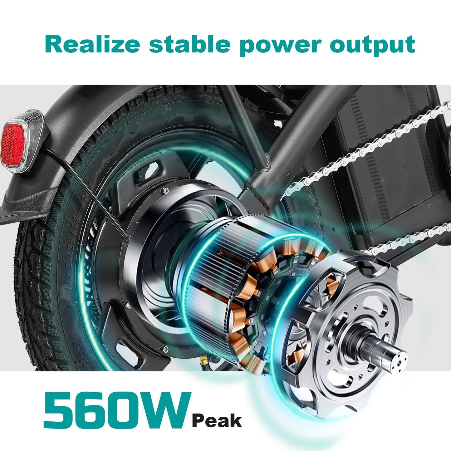 Adult and Adolescent Electric Bicycles, 20MPH, 560W Motor, 48V Detachable Battery, 14 inch Folding Electric Bicycle, Up to 25-32 Miles Long, Commuter Electric Bike