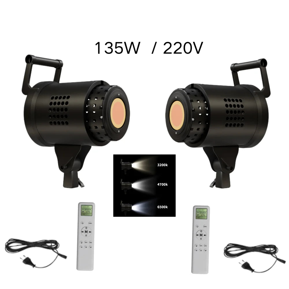 Bowens Lighting Video Studio 135W 110-220V Photography Dimmable LED Lamp Flash Studio 3000-6000K 3 Color Remote Control Display