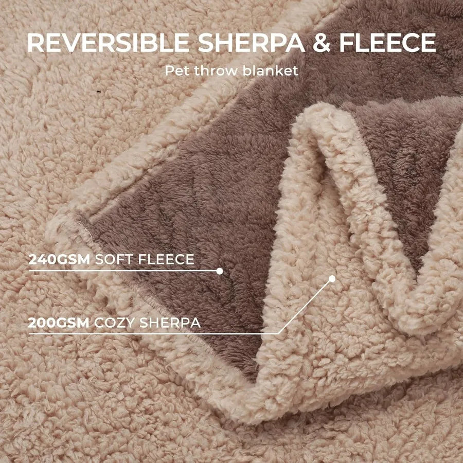 Waterproof Pet Blanket, Liquid Pee Proof Dog Blankets for Sofa Bed Couch, Reversible Sherpa Fleece Furniture Protector Cover fo