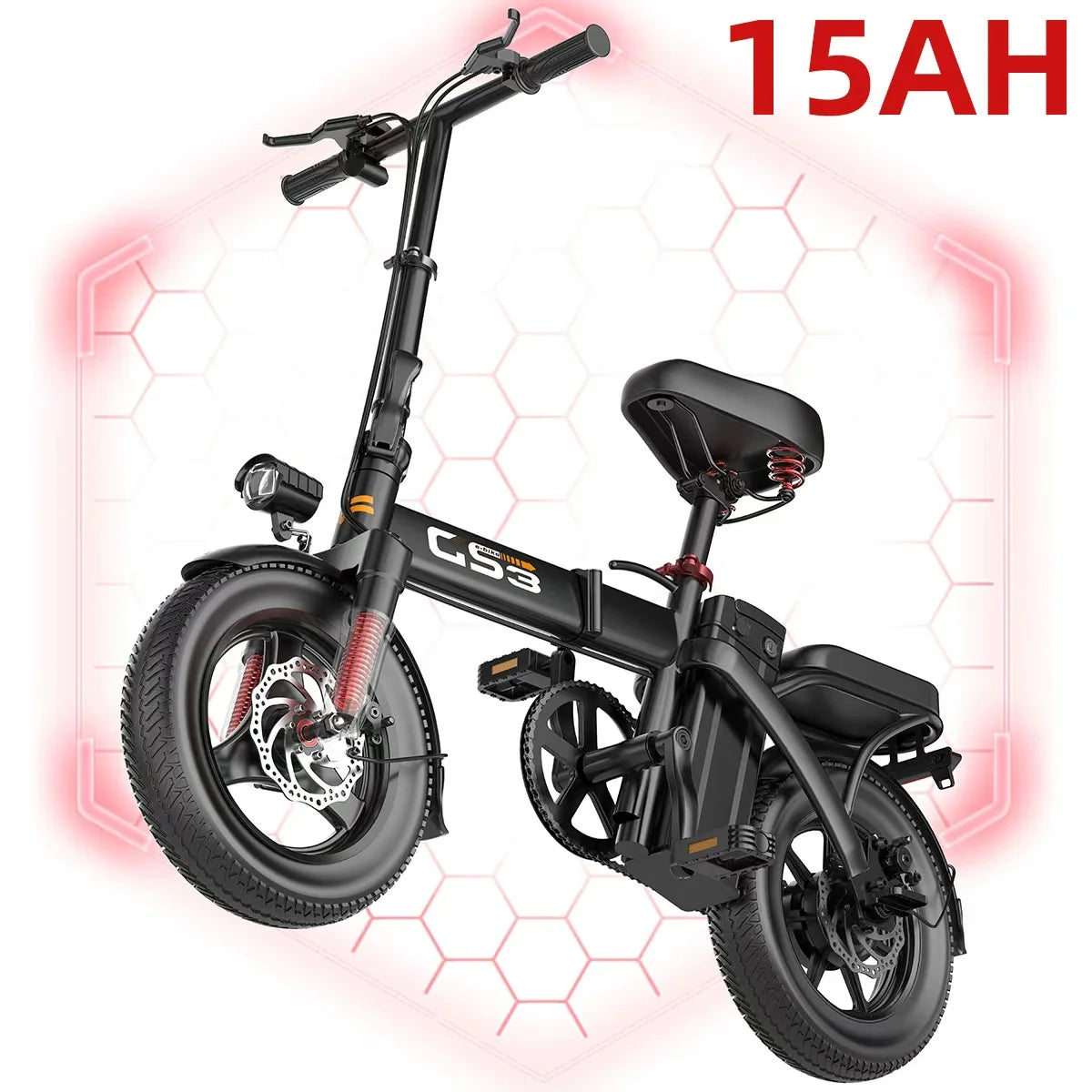 UPlee 14 Inch Electric Bike for Adults 500W Brushless Motor 48V 15AH Portable Battery 20MPH 30 Miles Long Range Lightweight