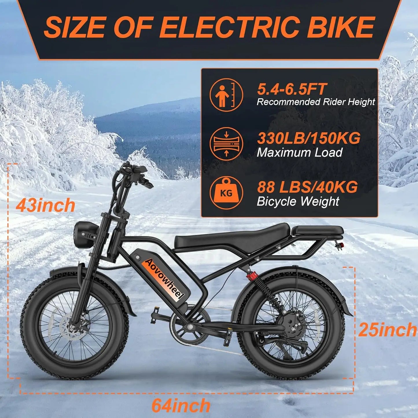 2026 New 1500W Electric Bike 20" Fat Tire 31mph Top Speed 70 Miles Range for Road Sand Mountain Snow Electric Motorcycle
