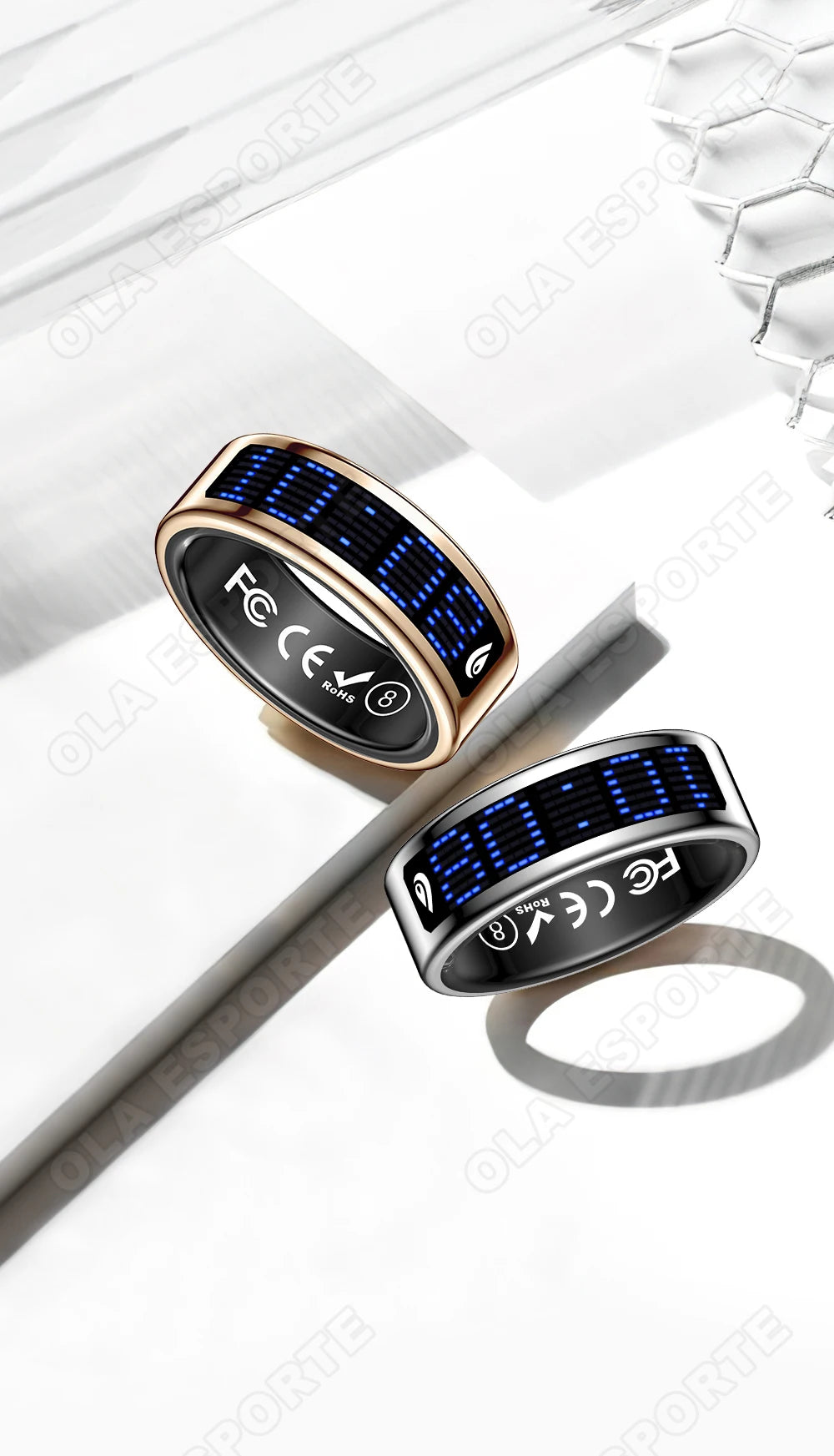 Ola Esporte Smart Ring With LED Display And Health Monitoring