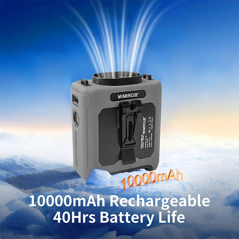 10000mAh Portable Neck Fan Cooling Rechargeable Hands-free Waist Clip Fan with Flashlight for Outdoor Travel Camping Power Bank