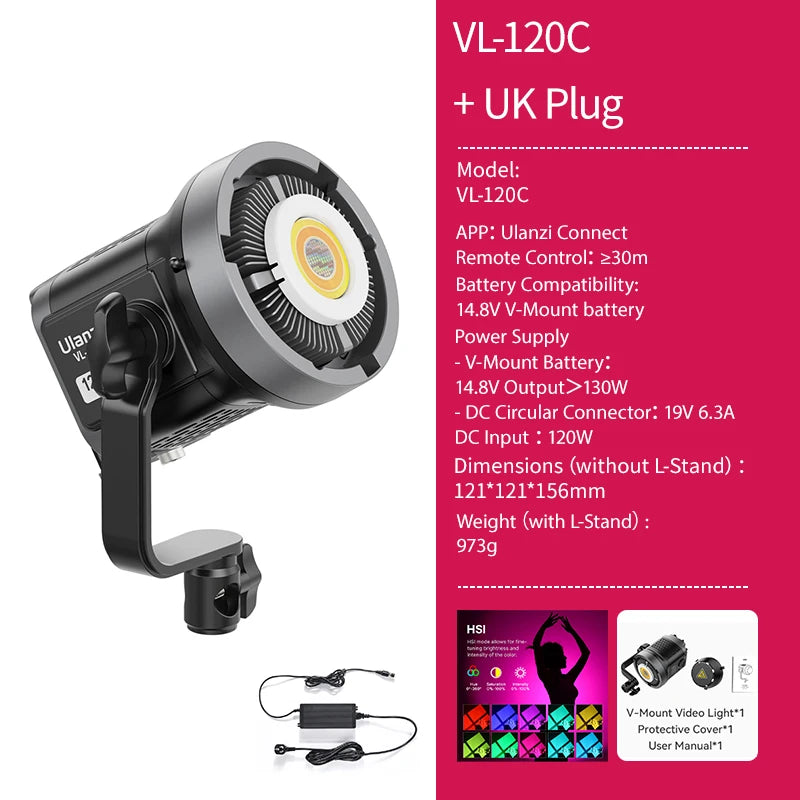 Ulanzi VL120BI Wireless Pro COB Video Light For Studios