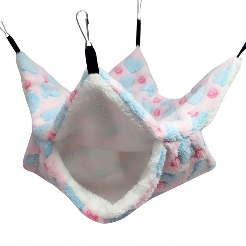 Double Layered Hamster Cage Sleeping Hammock Print Guinea Pig Clothes Bed Rodent Hammock Chinchilla Cage Little House